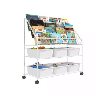 China Hot Sale Children's Bedroom Family Book Storage Rack Home Storage Organizer Shelf Toy Storage Box for sale