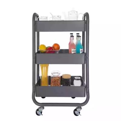 China Eco-friendly 3 Tier Heavy Duty Square Movable Rolling Cart Storage Rack Storage Cart Shelf For Warehouse Bathroom Bedroom Kitchen for sale