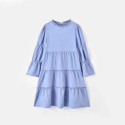 China Washable girls dress summer and autumn princess dress neckline lotus leaf decoration long-sleeved loose casual dress for sale