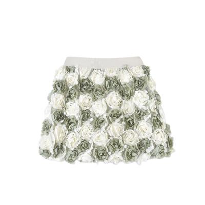 China Anti-wrinkle girls' outer skirts spring and summer new children's foreign style rose embroidery all-match skirt elastic waist short skirt for sale