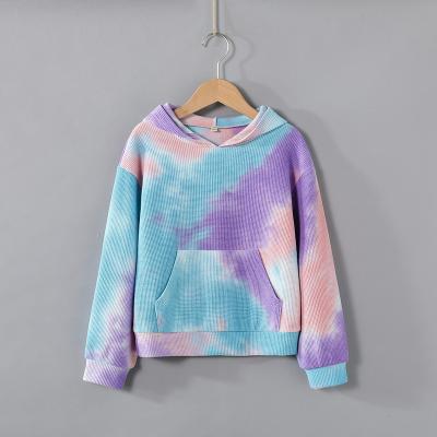 China High quality custom casual crop anti-shrink dyed tie design multicolor hoodies top cotton sweatshirt design hoodies set for girls and boys for sale