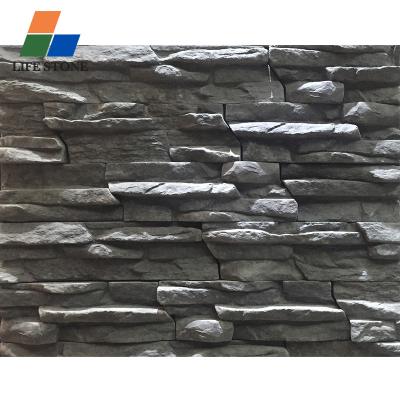 China Hot Selling Mid Century Villa Exterior Wall Cultured Black Stone Siding for sale