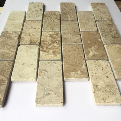 China Parquet Factory Wholesale Natural Limestone Mosaic Slab for sale