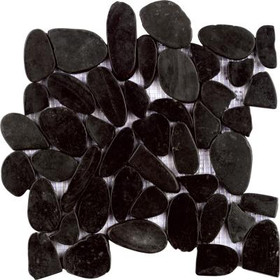 China Natural Parquet Black Pebble Stone Mosaics for sale