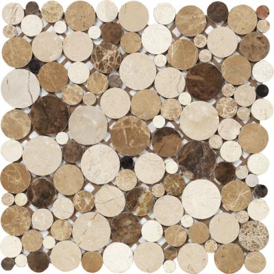 China Hot Selling Parquet Gray Mix Round Shape Mosaic Tiles Natural Marble Mosaic for sale