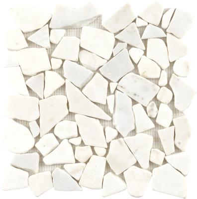 China Hot Selling Gray Wood Grain Marble Mosaic Slab Mosaic Cobblestone Irregular White Marble Flooring for sale