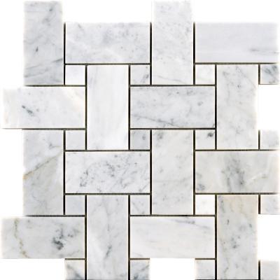 China Parquet basket weave stone mosaic color culture stone marble mixed mosaic slab for sale