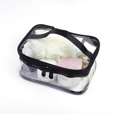 China Durable Easy Wash Clean Logo Travel Cosmetic Bag Transparent PVC Custom Cosmetic Bag for sale