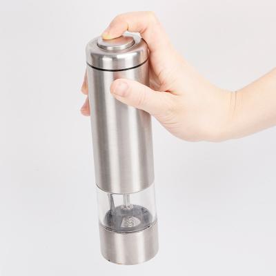 China Sustainable Electric Stainless Steel Crusher Salt Shaper Black Pepper Crusher Bottle Rose Rock Salt Mill for sale