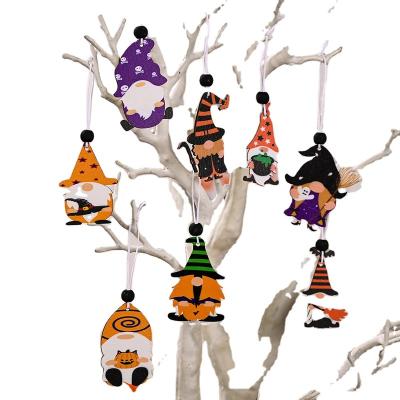 China Promotional Design 12Piece Halloween Wooden Craft Halloween Gifts Gnome Hanging Decoration for sale