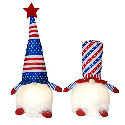 China New Patriotic 2021 Gnome Rudolph Plush Decoration Gift Elf Dwarf with Patriotic Gnome 4th July Memorial Day Veterans Lamp Faceless Doll for sale