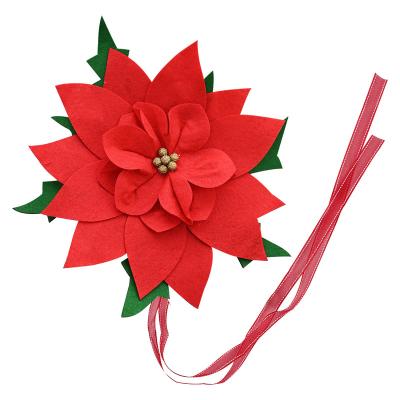 China Red Fabric Christmas Decorations Flower Curtain Tieback Loop for sale