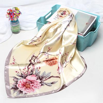 China Small silk chinese style scarf women's long scarf plum print shopee scarf shawl gift box customization for sale