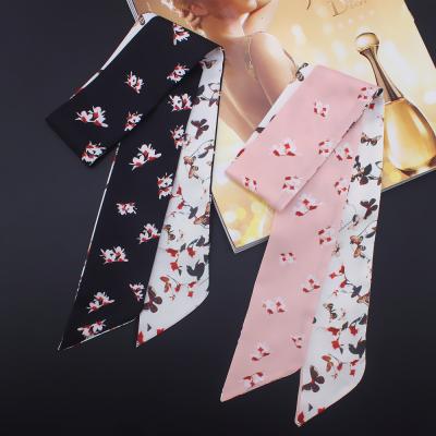 China New Japanese and Korean silk scarf women's small short butterfly scarf small handle bag binding small scarf for sale