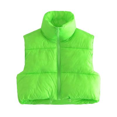 China Sustainable Winter Custom Fluorescent Green Unisex Panel Padded Gilet for sale