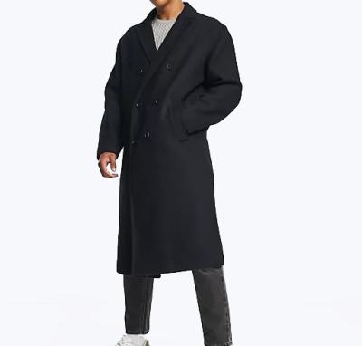 China Anti-Shrink Popular High Design Black Men Oversized Wool Overcoat for sale