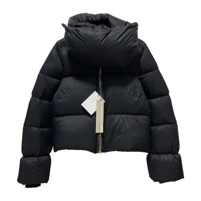 China Breathable Winter White Duck Down Zipper Stand Collar Scarf Collar Women Waist Section Puffer Down Jacket for sale