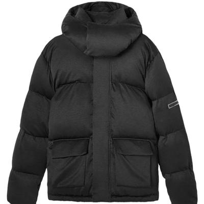 China Anti-wrinkle OEM Winter Black Down Coat Warm Filled Big Pockets Jacket Men Casual Plus Size Customized Quilted Jacket For Men for sale