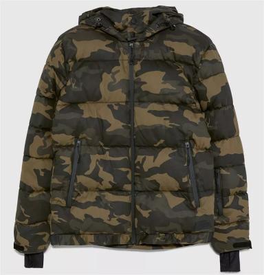 China Anti-wrinkle OEM Unisex Puff Logo Parka Padded Coat Oem Men's Duck Goose Down Winter Windbreaker Bubble Custom Logo Down Camo Puffer Jacket for sale