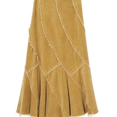 China Breathable High Quality New Fashion Autumn & Winter Tassels Corduroy Long Skirt for sale