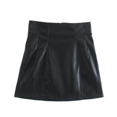 China Breathable High waist slimming cover buttock faux leather mini skirt for sale