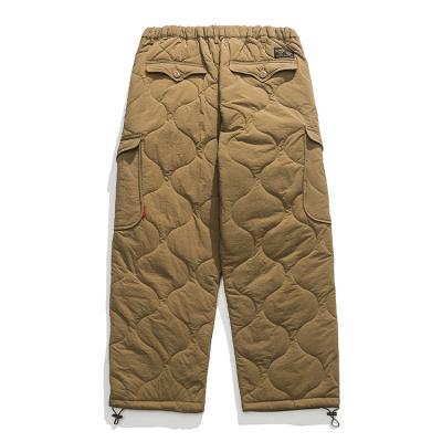 China Waterproof Autumn Winter Retro Overalls Quilted Waterproof Warm Multi-pocket Outdoor Camping Men Cotton trousers Cargo Pants for sale