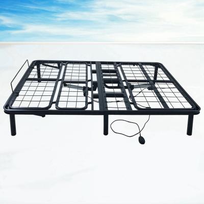 China Adjustable Stable Push Rod Black Full Iron Metal Twin Bed Single Frame (Height) for sale