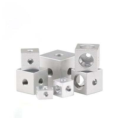 China ALLOY Bracket Aclidinium Silver Corner Cube For With Screws 6mm 3mm Slot Extrusion Profile Cube Corner Aluminum CNC Parts for sale