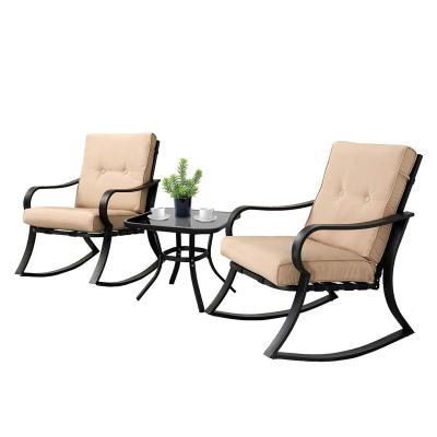 China Hot Selling Garden 3piece Outdoor Furniture Patio Time Sofa Sets Rattan Rocking Chair Luxury Outdoor Table Bistros Soft Set For Outdoor for sale