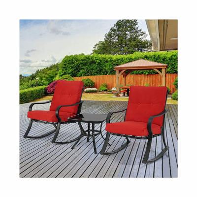 China High Quality Modern Outdoor Garden Furniture Weather Rattan Sofa Luxury Wicker Patio Rocking Chair Set With Table for sale