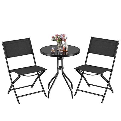 China 3 Piece Garden Bistro Metal Outdoor Cheap Patio Furniture Wholesale Time Furniture Folding Outdoor Chair Set Garden Furniture Sets For Outdoor for sale