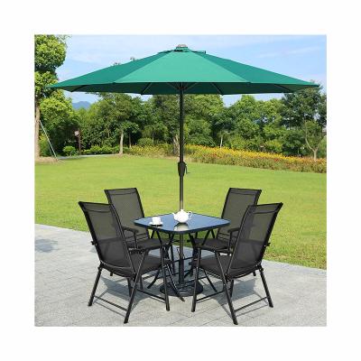 China Hot Selling Eco-friendly Outdoor Furniture Garden Chair Leisure Table Set Furniture Dining Outdoor Garden Patio Folding Umbrella Set for sale