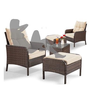 China Outdoor Furninture Hot Selling Wholesale Conversation Set Patio Rattan Garden Furniture Outdoor Rope Woven Dining Table Chair With Table Set for sale