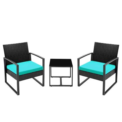 China Wholesale Factory Price Modern 3 Piece Patio Set Outdoor Wicker Patio Furniture Sets Modern Bistros Rattan Chair Set For Outdoor for sale