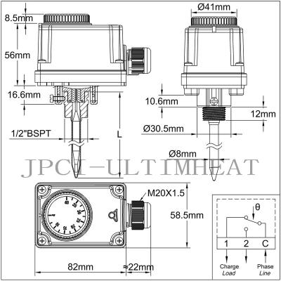 China JPCI Commercial Type Y048 Y049 Temperature Control Stem Thermostats With Knob for sale