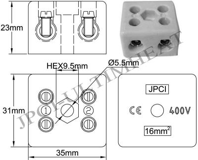 China Type Bq 16 mm2 glazed ceramic connection blocks. Nickel plated connectors. Bq for sale