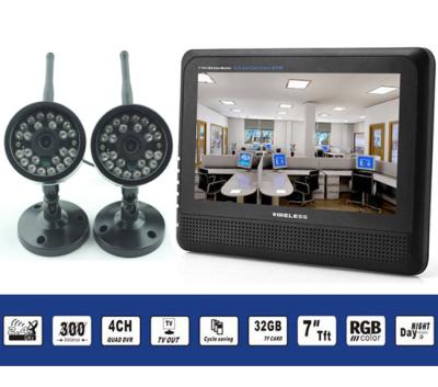 China Motion Detection 4 CH Wireless Dvr Security Camera System With Full Color LCD Monitor for sale