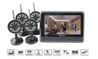 China High Definition 7 Inch Wireless DVR Security System 4 Channels With Waterproof Camera for sale