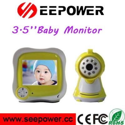 China 3.5'' Yellow Wireless Indoor Temperature Detection Night Vision Digital Baby Monitor for sale