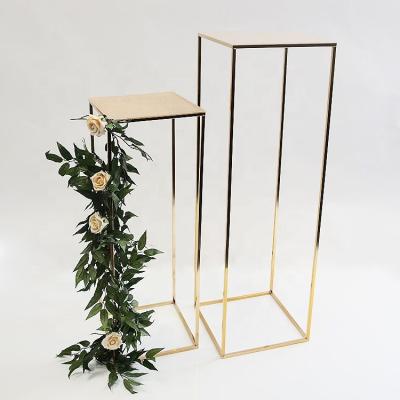 China Wedding Geometric Golden Square Wedding Stainless Steel Decoration Display Props for sale