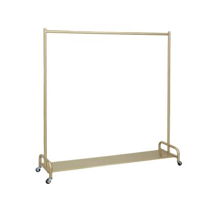 China Customized Modern Customized Light Luxury Floor-Standing Movable Rolled Clothes And Hats Apparel Store Display Rack for sale