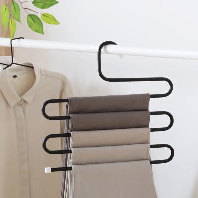 China Eco-friendly Multifunctional Storage Metal Hanger Multilayer Pants Drying Rack for sale