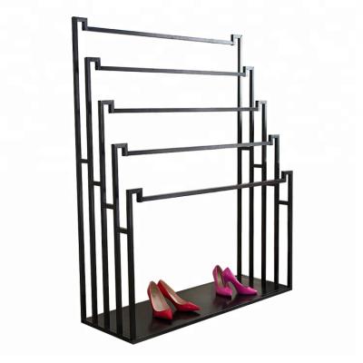 China Classic Black Matte Basics 5 Way Clothing Rack Display Stand Straight Slanted Arms for sale