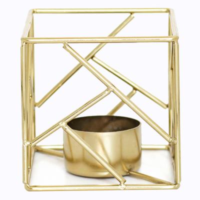 China Weddings and candle holder wrought iron candle base retro wire frame creative home decoration home gold for sale