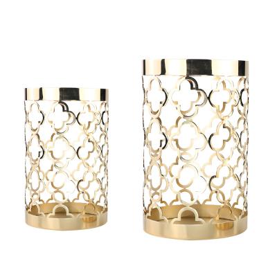 China Cavity Minimalist Metal Iron Clear Glass Cylindrical Vase for sale