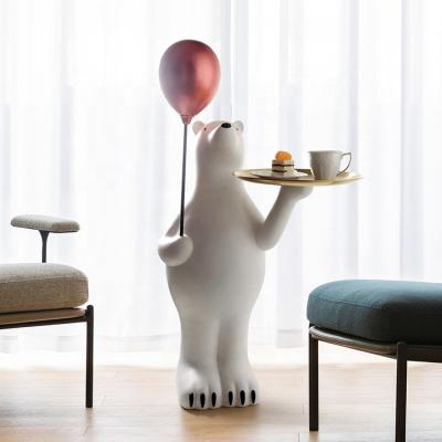 China Eco-friendly Living Room Furniture Balloon Tray Animal Decoration Large Polar Bear Floor Sculpture Table for sale