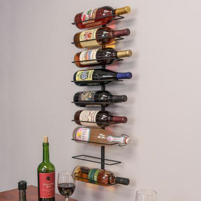 China Sustainable Wall Mount Wine Bottle Rack Holds 9 Bottle Wine Champagne Storage Rack for sale