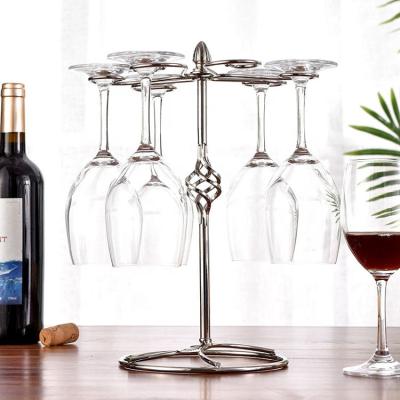 China Viable Style Spiral Metal Stemware Storage Rack Wine Glass Freestanding Table Cup Holder for sale