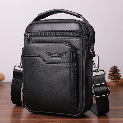 China Wholesale custom vintage logo order foreign trade cowhide leather cross - body bag cell phone bag waist bag for sale