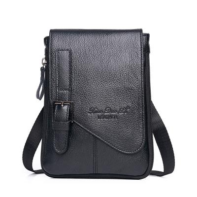 China Wholesale Custom Vintage Logo Order Foreign Trade Cowhide Leather Cross - Body Bag Mobile Phone Bag Waist Bag ID Package for sale